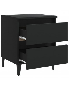 Comodini 2pz Neri 40x35x50 cm in Legno Multistrato