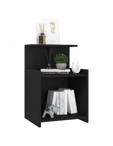 Comodini 2pz Neri 40x35x60 cm in Legno Multistrato