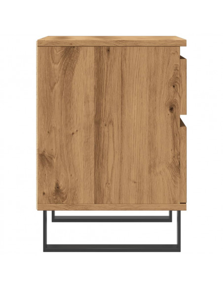 Comodini 2pz Rovere Artigianale 40x35x50 cm Legno Multistrato