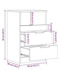 Comodini 2pz Rovere Artigianale 40x36x65cm in Legno Multistrato