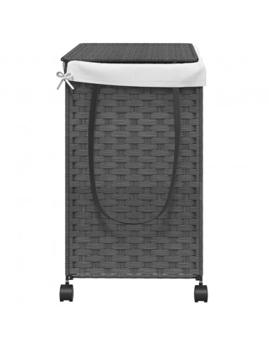 Cesto Portabiancheria con Ruote Grigio 60x35x60,5 cm Rattan