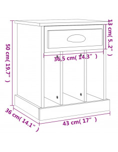 Comodini 2pz Rovere Fumo 43x36x50 cm