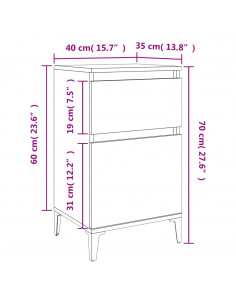 Comodini 2pz Rovere Sonoma 40x35x70 cm