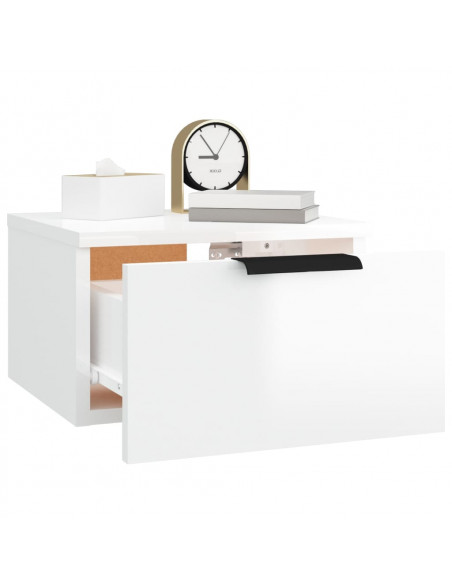 Comodini a Muro 2 pz Bianco Lucido 34x30x20 cm