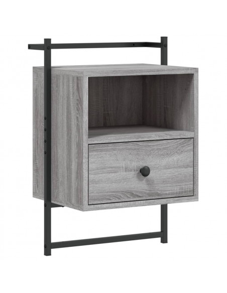 Comodini a Muro 2 pz Grigio Sonoma 40x30x61cm Legno Multistrato