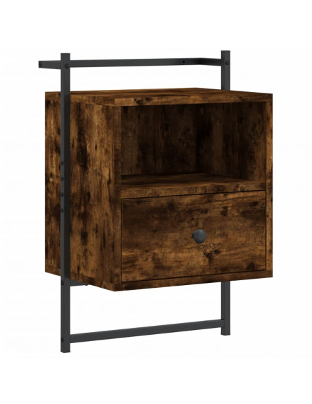 Comodini a Muro 2 pz Rovere Fumo 40x30x61 cm Legno Multistrato