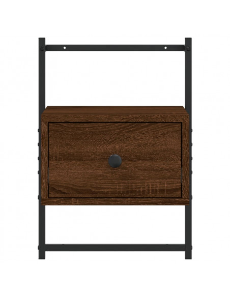 Comodini a Muro 2pz Rovere Marrone 35x30x51cm Legno Multistrato