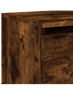 Comodini a Parete con luci LED 2 pz Rovere Fumo