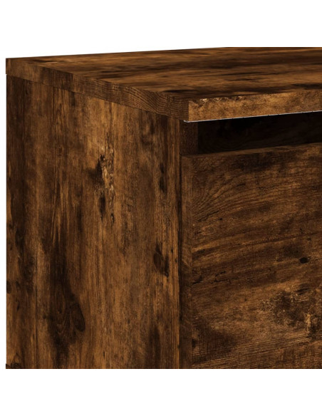 Comodini a Parete con luci LED 2 pz Rovere Fumo