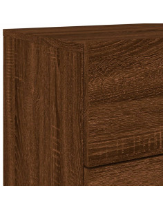 Comodini a Parete con luci LED 2 pz Rovere Marrone