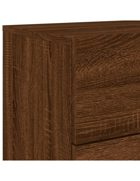 Comodini a Parete con luci LED 2 pz Rovere Marrone