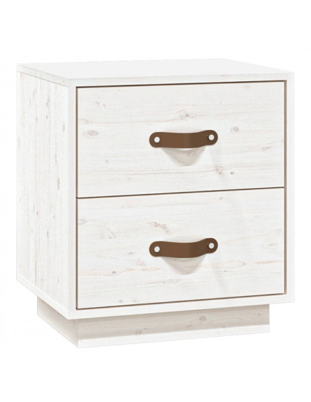 Comodini Bianchi 2 pz 40x34x45 cm in Legno Massello di Pino