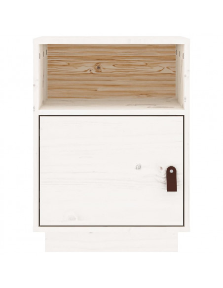 Comodini Bianchi 2 pz 40x34x55 cm in Legno Massello di Pino