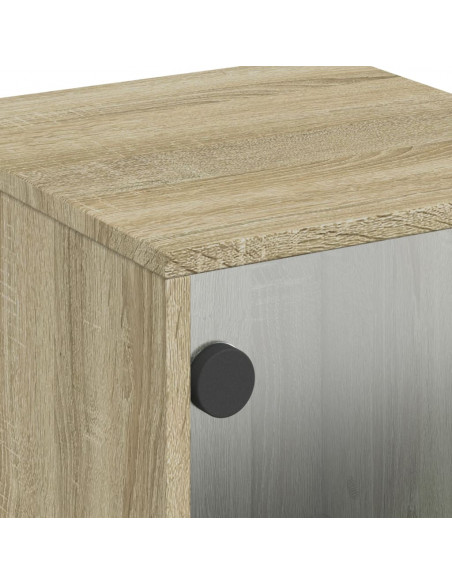 Comodini con Ante in Vetro 2pz Rovere Sonoma 35x37x50 cm