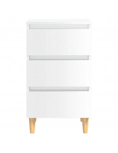 Comodini con Gambe in Legno 2pz Bianco Lucido 40x35x69 cm