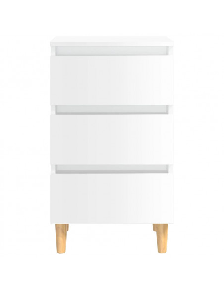 Comodini con Gambe in Legno 2pz Bianco Lucido 40x35x69 cm