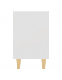 Comodini con Gambe in Legno Massello 2pz Bianchi 40x30x50 cm