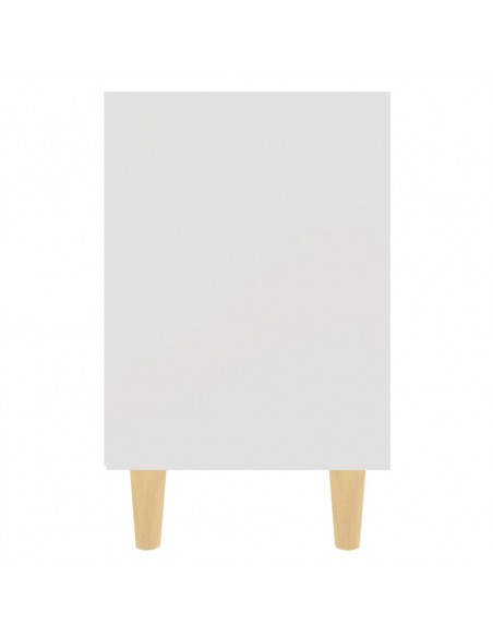 Comodini con Gambe in Legno Massello 2pz Bianchi 40x30x50 cm