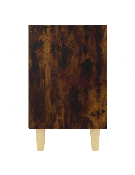 Comodini con Gambe in Legno Massello 2pz Rovere Fumo 40x30x50cm
