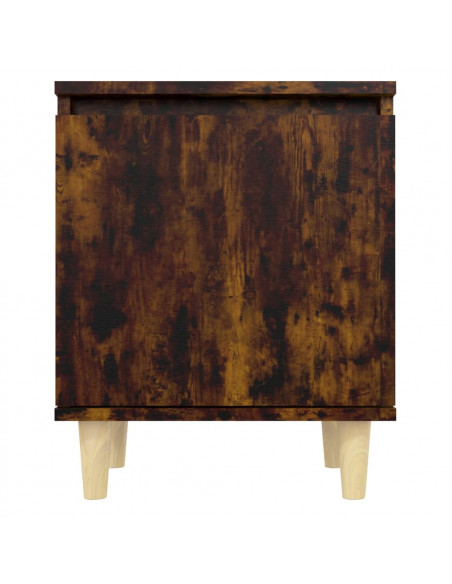 Comodini con Gambe in Legno Massello 2pz Rovere Fumo 40x30x50cm