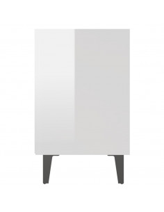 Comodini con Gambe in Metallo 2pz Bianco Lucido 40x30x50 cm