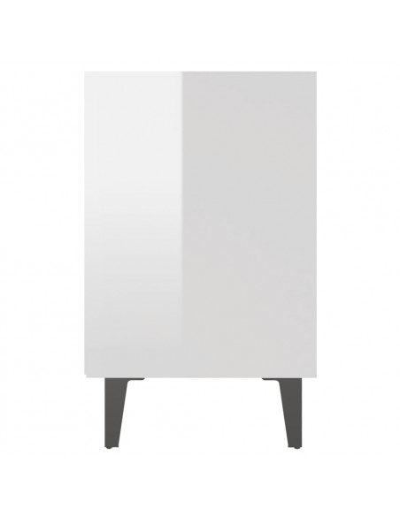 Comodini con Gambe in Metallo 2pz Bianco Lucido 40x30x50 cm