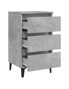 Comodini con Gambe in Metallo 2pz Grigio Cemento 40x35x69 cm
