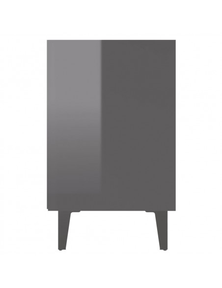 Comodini con Gambe in Metallo 2pz Grigio Lucido 40x30x50 cm