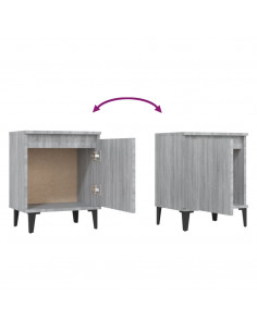 Comodini con Gambe in Metallo Grigio Sonoma 40x30x50 cm