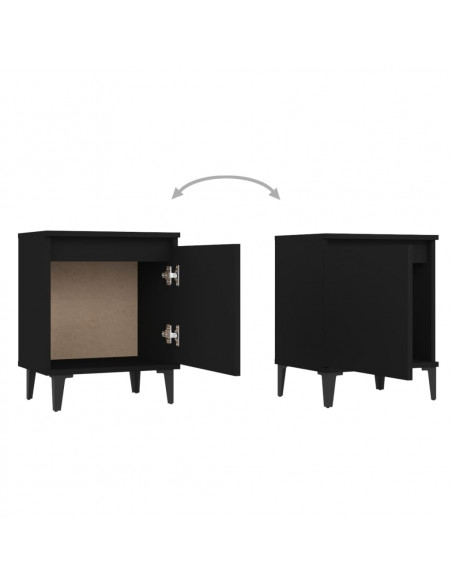 Comodini con Gambe in Metallo Nero 40x30x50 cm