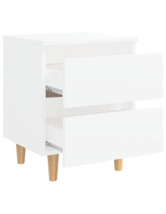 Comodini con Gambe in Pino Massello 2pz Bianchi 40x35x50 cm