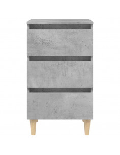 Comodini con Gambe Legno Massello 2pz Grigio Cemento 40x35x69cm
