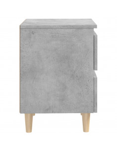 Comodini con Gambe Pino Massello 2pz Grigio Cemento 40x35x50 cm