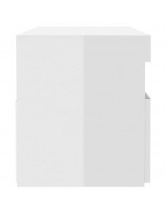 Comodini con Luci LED 2 pz Bianco Lucido 60x35x40 cm