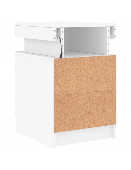 Comodini con Luci LED 2pz Bianchi 35x39x55 cm