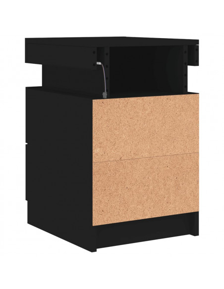 Comodini con Luci LED 2pz Neri 35x39x55 cm