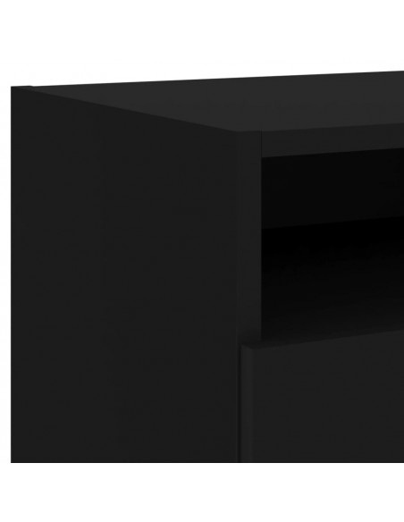 Comodini con Luci LED 2pz Neri 40x39x37 cm
