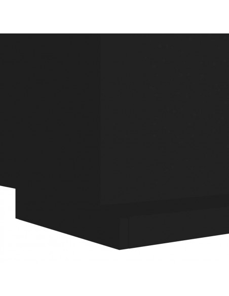 Comodini con Luci LED 2pz Neri in Legno Multistrato