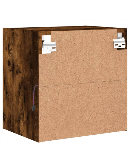 Comodini con Luci LED a Parete 2pz Rovere Fumo