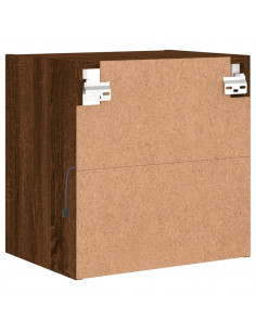 Comodini con Luci LED a Parete 2pz Rovere Marrone