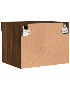 Comodini con Luci LED a Parete 2pz Rovere Marrone