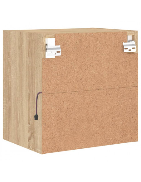 Comodini con Luci LED a Parete 2pz Rovere Sonoma