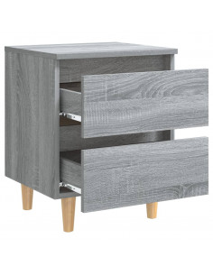 Comodini Gambe in Legno Massello 2 pz Grigio Sonoma 40x30x50 cm