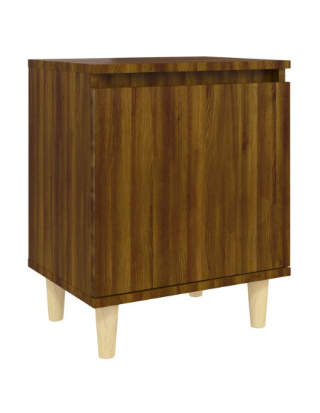 Comodini Gambe in Legno Massello 2 pz Rovere Marrone 40x30x50cm