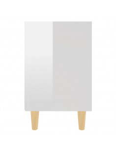 Comodini Gambe in Legno Massello 2pz Bianco Lucido 40x30x50 cm