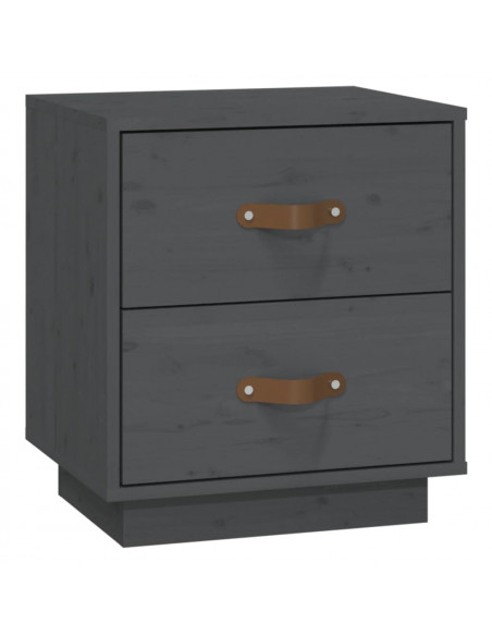 Comodini Grigi 2 pz 40x34x45 cm in Legno Massello di Pino