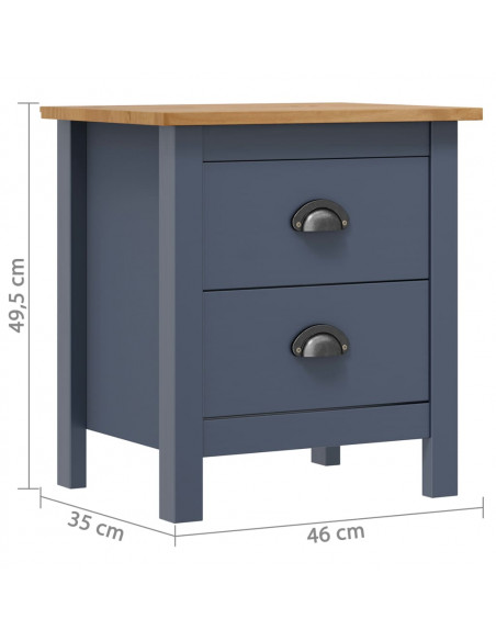 Comodini Hill Grigi 2 pz 46x35x49,5 cm in Legno di Pino