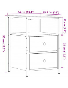 Comodini Legno Antico 2 pz 34x35,5x50 cm in Legno Multistrato