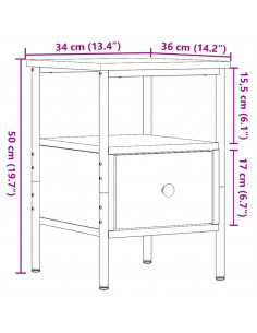 Comodini Legno Antico 2 pz 34x36x50 cm in Legno Multistrato