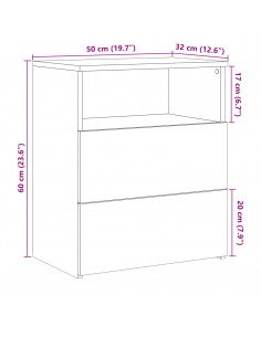 Comodini Legno Antico 2 pz 50x32x60 cm in Legno Multistrato